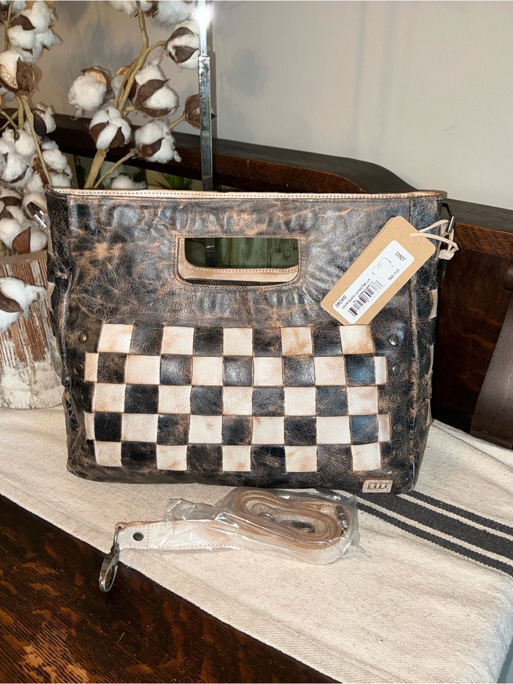 NWT Bed Stu Orchid Satchel Handbag Crossbody Bag Black Lux Nectar Lux MSRP $280